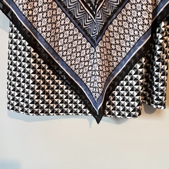 AB Studio Handkerchief Overlay Top Paneled Flutter Sleeve Blouse Stretch Tank 1X - Picture 2 of 8